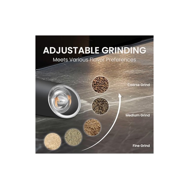 Automatic Gravity Salt and Pepper Grinder Set with LED Light