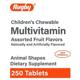 RUGBY LABORATORIES Children's Chewable Vitamins Animal Shapes Pack of 250 compare to Flintstones