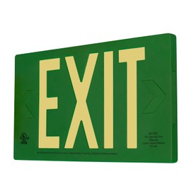 LFI Lights | Photoluminescent Exit Sign | Green Thermoplastic Housing | 50' Viewing Distance | Wall, Ceiling, or Side Mount | Single Sided | Optional Knockout Arrows | UL Listed | PA3-G-50-S
