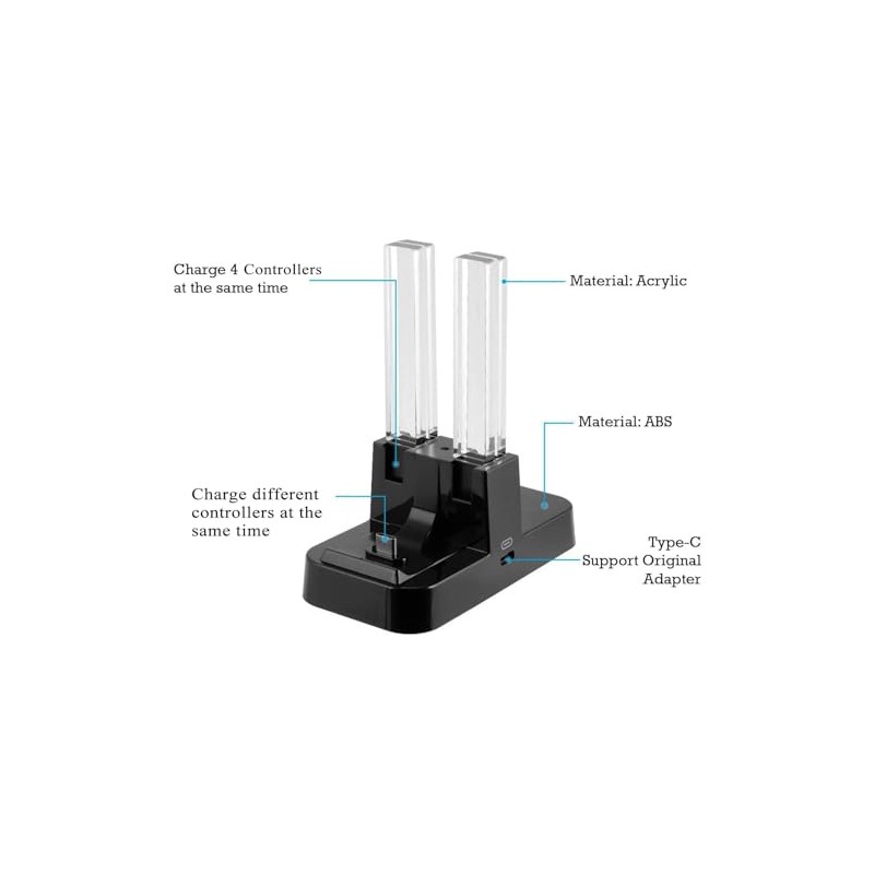 OSTENT Base de Carga LED 4 en 1 para mandos