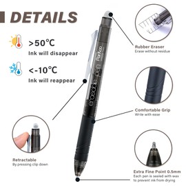 ParKoo Retractable Erasable Gel Pens Clicker Fine Point 0.7 mm, Make Mistakes Disappear, 3 Black/3 Blue Ink Pens with 4 Bonus Refills for Drawing Writing Journaling and Crossword Puzzles