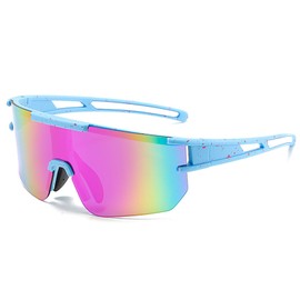 ATSGJLZN Sports Sunglasses Men's Polarised Cycling Glasses Women Self-Tone UV 400 Sports Polarising Glasses for Outdoor Activities Anglers Road Bike MTB Like Running Ski Glasses Purple