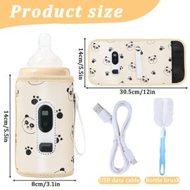 Portable USB Baby Bottle Warmer, Bottle Warmer Baby with LCD Display, Temperature Portable Bottle Warmer, USB Charging Bottle Warmer Holder, Bottle Warmer on the Go Suitable for All Bottles (B)