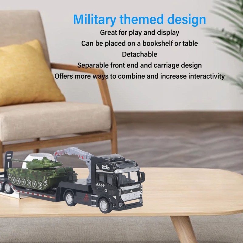 Flatbed Trailer Toy Simulation Detachable Collectible Military Trailer Tank Model