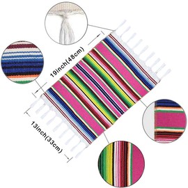 Manteles individuales de Serape mexicanos para fiestas mexicanas, decoración de bodas, fiestas, mesa de cocina, comedor al aire última intervensión, manteles de mesa de algodón tejidos a mano, 19 x 13