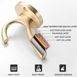 Gold Hooks ZUONAI 4 Pack Brushed Gold Wall Hooks Heavy Duty Metal Coat Hooks for Hanging Coats and Hat Hooks Wall Mounted Towel Hooks for Bathrooms Clothing Hooks for Bedroom Key Hanger Double Hooks