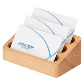 RoxNvm Creative Business Card Stand, Business Card Holder, Beech, Desktop Business Card Box, Card Holder, Business Card Folder, Three-Layer Construction, for Exhibition, Home, Office