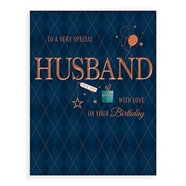 Avant Garde Studios Birthday Card Husband - 8 x 6 inches, H90044,blue|beige
