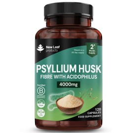 Suplemento de fibra 4000 mg cáscara de psyllium + potente acidophilus 200 millones de cápsulas de UFC
