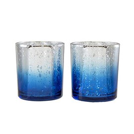 Beachcombers Set Of 2 Blue Ombre Glass Votive Multi