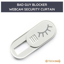 Tech Candy Bad Guy Blocker Webcam Cover Privacy Protector, White - Secure, Thin, Durable, for Computers, Laptops, Tablets, & Smartphones, Easy Application