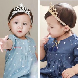 Princess Tiara Set Girls Crown Tiara Elastic Hair Band Sparkling Crown Headband 3 Pieces Gold, Silver, Blue, Fur