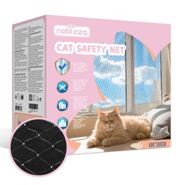 Nobleza Cat Net for Balcony, 8 x 3 m, Transparent Cat Net Window, Balcony Nets for Cats, No Drilling, for Balconies, Patios and Windows, with Mounting Rope and Accessories