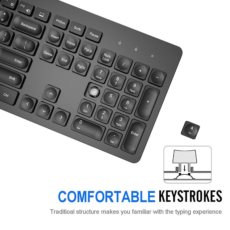 Arteck 2.4G Wireless Keyboard Ultra Slim Full Size Keyboard with