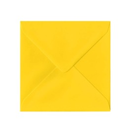 50 Mid Yellow Square Envelopes - 155mm x 155mm - Diamond V-Flap Gummed Yellow Coloured Envelopes - 120gsm Clariana Paper - to Fit 6 Inch Square Inserts