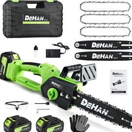 DehanTools Cordless Chainsaw 6/8/12 Inch, 1000W Brushless, Handheld Chain Saw for Trimming Tree Branches, Wood Cutting & Pruning:_12" Chainsaw