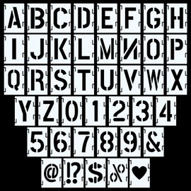 Leyrens Pack of 42 Stencils Letters and Number Stencils, 5 cm Reusable DIY Letter Stencils, for Painting on Wood, Wall, Fabric, Stone, Sign, Number Stencils for Children