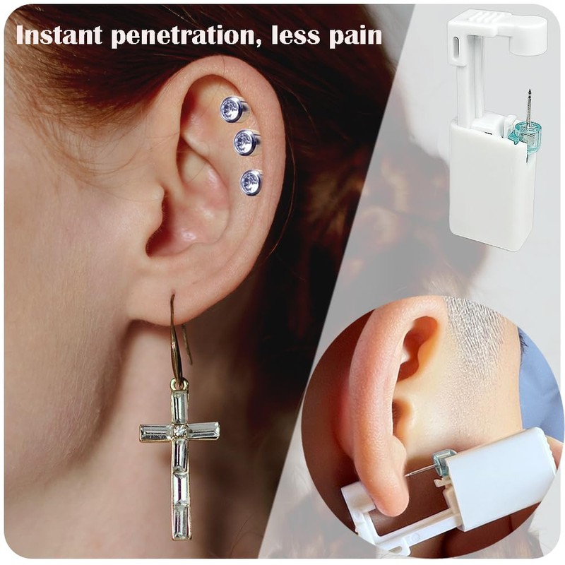 6 Pack Ear Piercing Kit, Disposable Ear Piercing Gun, Self