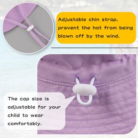 PEECABE Baby Sun Hat Summer Sun Protection Toddler Bucket Hat Wide Brim Adjustable Chin-Strap Beach Cap (CA/US, Age, 0 Months, 6 Months, Purple)