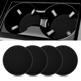 Milifox 4 Pack Car Cup Coaster Universal Non-Slip Silicone Cup Holder Coasters Car Interior Accessories(Black)