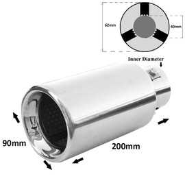 Rumplex Exhaust Trim Round Stainless Steel Sports Exhaust Tailpipe End Pipe Trim Exhaust Tips Tailpipe Trim Silencer Tip Universal Exhaust Pipe Chrome Rustproof