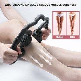 PCSCER 4 Wheels Foam Roller Muscle Massager for Leg Neck Hand Arm,Trigger Point Muscle Relax Massager Indoor Sports Yoga Bodybuilding Equipment (Pink)