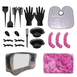 ZFISH 26-Piece Hair dye Set, DIY Beauty Salon Tool Set, Hair dye Bowl/Hair dye Brush/Mixing Spoon/Ear Muffs/Gloves/Color Comb Hair dye kit/Cosmetic Bag/Hair dye Shawl (Black)