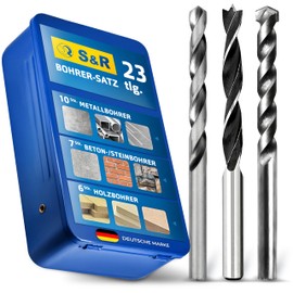 S&R drill bit set, 15-piece, 23 pieces, in plastic box or metal box., blue