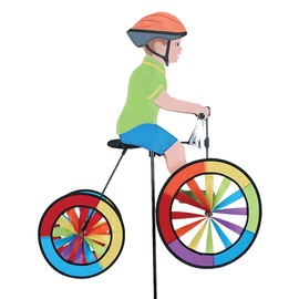 Tricycle Spinner Boy 25" – Classic Childhood Design, Weather-Resistant Outdoor Decor, Durable & Lightweight for Patios, Yards, and Gardens - Eye-Catching Wind Spinner with Rotating Wheels