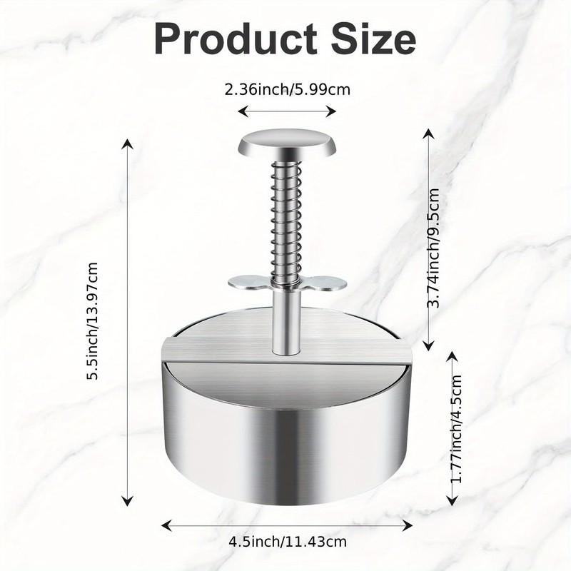 Stainless Steel Burger Press, Adjustable Hamburger Patty Maker, Meat Patty
