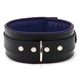 VP Leather Mandrake Latigo Leather Lambskin Handcrafted Padded Collar (Small, Dark Purple)