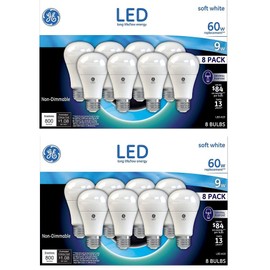 GE 60W Replacement Soft White 8 LED Bulbs (Pack of 2)