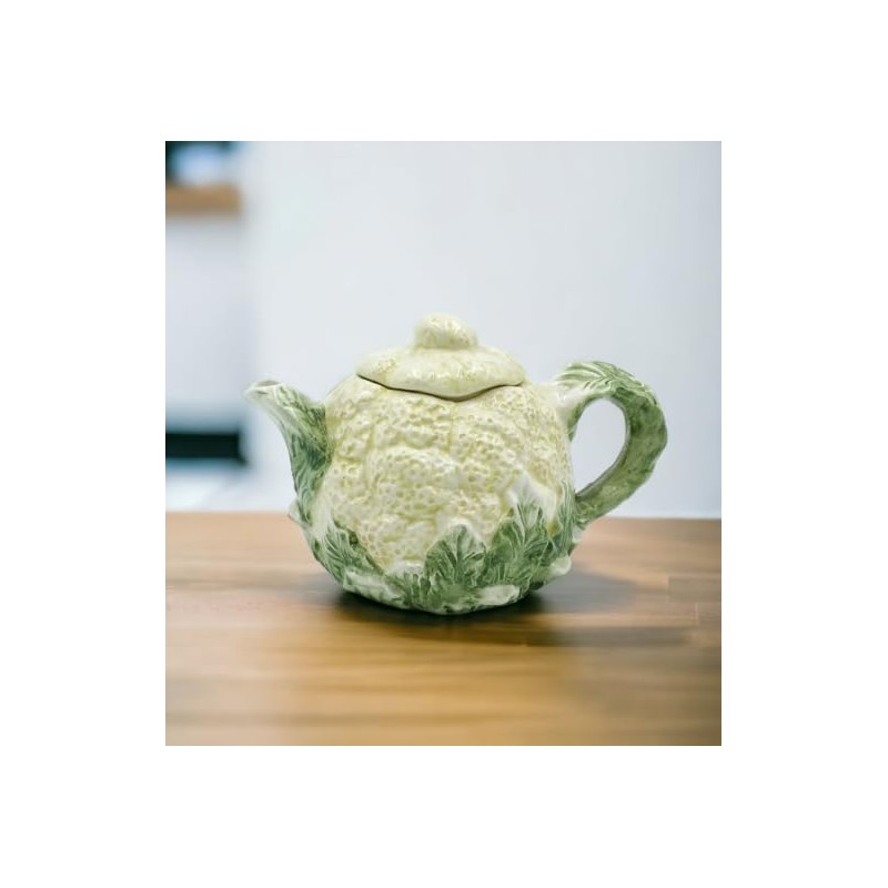 Fine Ceramic Cauliflower Mini Teapot, 4-1/4" L