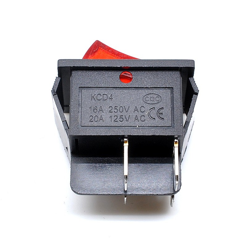 Ganasome 2pcs KCD4 DPST 4Pin On-Off Red Light Panel Rocker