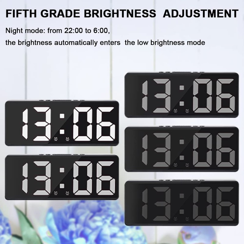 Digital Alarm Clock with Adapter, LED Clock for Bedroom, Electronic