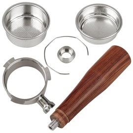 IRISHOM 51 mm Bottomless Portafilter, Compatible with EC680 / EC685 Stainless Steel Filter Holder, 285 g, Rosewood Handle, Compatible with Bottomless Portafilter Delongh, Coffee Accessories, Coffee