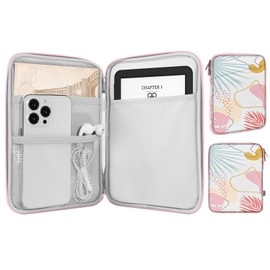 MoKo 6-7" Kindle Sleeve Bag for 7" Kindle Colorsoft Signature Edition, All-New 6" Kindle 11th Gen 2022/10th Gen 2019/8th Gen 2016, 6.8" Kindle Paperwhite 11th/10th Gen 2021/2018, Tropical Leaf