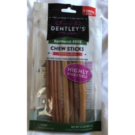 Dentleys`s Rawhide-Free Chew Sticks with Real Bully Highly Digestible 5-6 inch Sticks