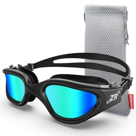 ZIONOR Swimming Goggles G1 Polarized Swim Goggles UV Protection Watertight Anti-Fog Adjustable Strap Comfort fit for Unisex Adult Men and Women-Black Frame Gold Lens