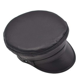 IFSUN Newsboy Hat Greek Fisherman Sailor Fiddler Leather Driver Hat Flat Cap Black