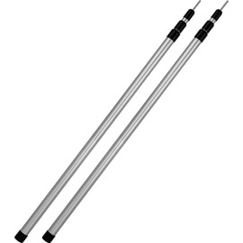 normani Outdoor Sports Set of 2 Aluminium Telescopic Standing Poles, Support Bar, Double Pack, Infinitely Adjustable from 76-180 or 94-240 or 116-300 cm, Colour Aluminium/Silver, Size 94-240 cm