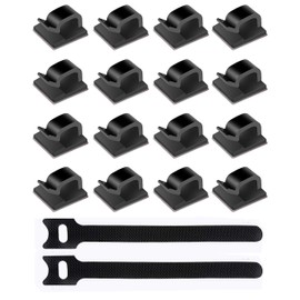Xuduvay 60 PCS Adhesive Cable Clips,10 PCS 6 Inches Reusable Cable Ties,Durable Strong Cable Wire Management for Car, Office and Home