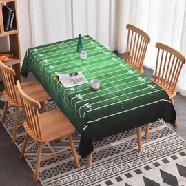 SIEDYCV Football Tablecloth, 52x70 Inch Green Grass Lawn Football Field Rectangle Polyester Fabric Table Cloth,Washable Table Cover for Soccer Centrepiece Tables Sport Boy Birthday Party Decoration