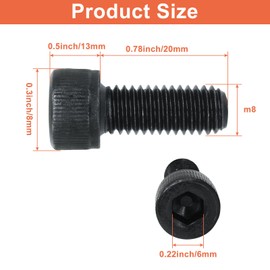 Waziaqoc 20PCS M8 x 20mm Thread Pitch, 12.9 Grade Alloy Steel Hex Socket Button Head Cap Screws Bolts Kit, Black Oxide Finish