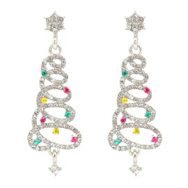 Gukasxi Earrings Christmas Tree Stud Earrings Christmas Women's Christmas Earrings Christmas Earrings Christmas Earrings Set for Women Girls, Rhinestone