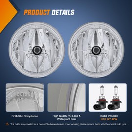 Nilight Fog Lights Assembly Compatible with 2007 2008 2009 2010 2011 2012 2013 2014 Ford Expedition 2008-2011 Ford Ranger(Not Fit STX Package) with H10 12V 42W Bulbs Clear Lens