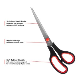 Scissors 3 Pack, with Stainless Steel Sharp Blade Heavy Duty Multi-Purpose Scissors Comfort-Grip Precise Cutting Shears for Households,Kitchen, Office Stationary Art Craft Paper