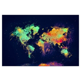 Artboxone Poster World Map Oil Colors by Artist Justyna Jaszke, 30x20 cm