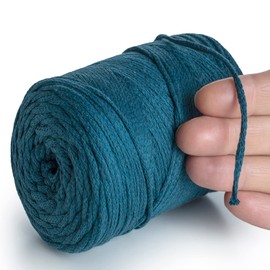 MeriWoolArt® Macrame Yarn Ocean 2 mm x 250 m Cotton Cord, Recycled Soft Cotton Yarn for Knitting Plant Hangers, Jewellery Making, Crochet Bags