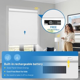 Motorized Blinds with [Free Solar Panels] Upgraded Smart Blinds, Blackout Electric Blinds with Remote，Automatic Roller Shades for Windows Work with Alexa Google Home